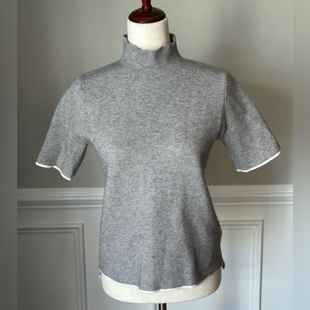 Zara Knit Short Sleeve Mock Neck Sweater Top size Medium